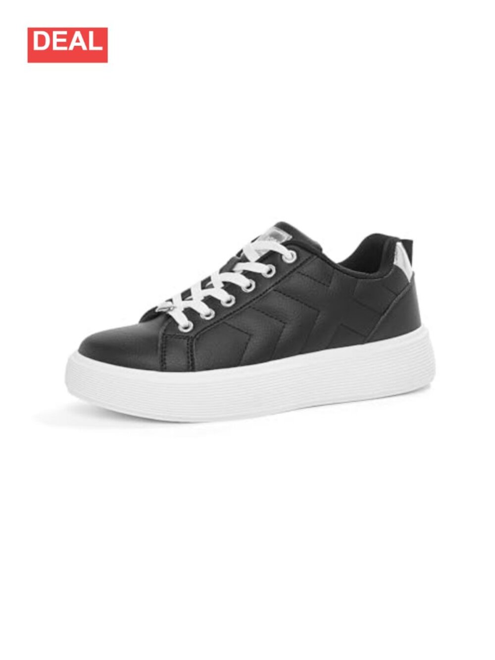Synthetic Leather Platform Sneakers Lace-Up Casual Shoes
